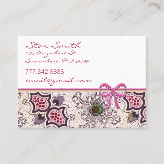 afdrukken Diep Rasberry Plum Green White Visitekaartje (Voorkant)