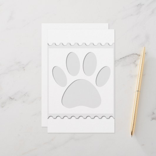 Afdrukken Dog Paw Uitknippen Briefpapier (Voorkant / Achterkant in situ)