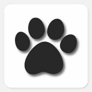 Afdrukken Dog Paw voor Hondenliefhebber ZWART PAW  Vierkante Sticker