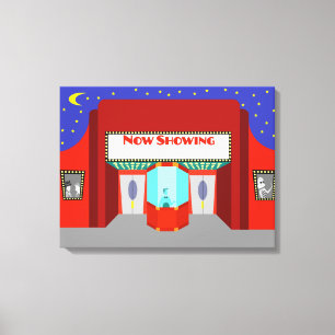 Afdrukken filmtheater verrekte canvas Retro