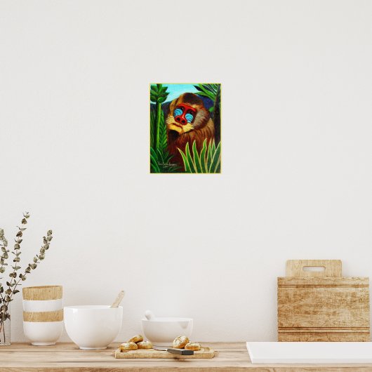 Afdrukken: Mandrill in het Oerwoud van Henri Rouss Poster (Keuken)