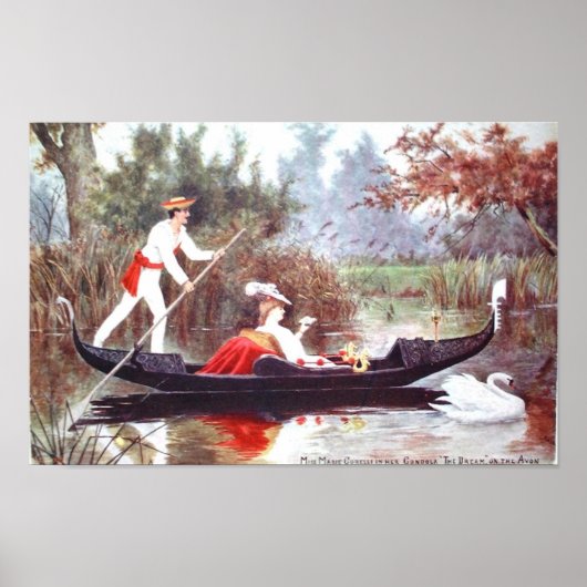 Afdrukken - Marie Corelli in haar Gondola Poster (Voorkant)