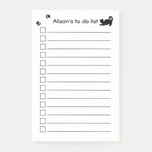 Afdrukken met speciale zwarte kattepoot om lijst u post-it® notes (Voorkant)