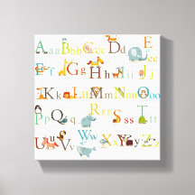 Afdrukken met verouderd canvas - kleurenalfabet af