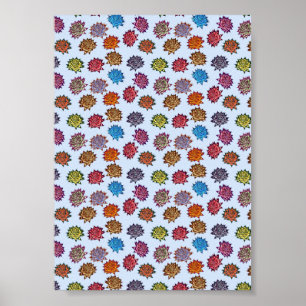 Afdrukken met verrijkt Roos, Floral patroon met mo Poster