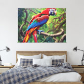 Afdrukken oerwoud Parrot Canvas (Insitu (Slaapkamer))