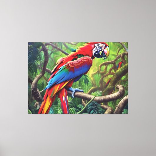 Afdrukken oerwoud Parrot Canvas (Voorkant)
