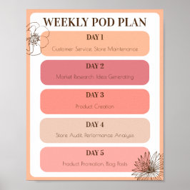 Afdrukken op aanvraag Small Business Peach Weekly  Poster