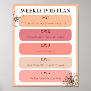 Afdrukken op aanvraag Small Business Peach Weekly  Poster