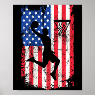 Afdrukken op achterzijde basketbal usa amerikaanse poster