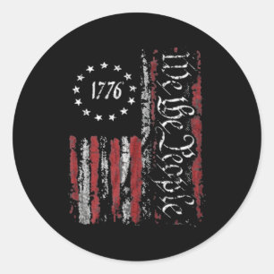 Afdrukken op Amerikaanse vlagpatriottische 1776 Wi Ronde Sticker
