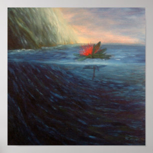 Afdrukken: Pohutukawa Red Flower in the blue Zee Poster