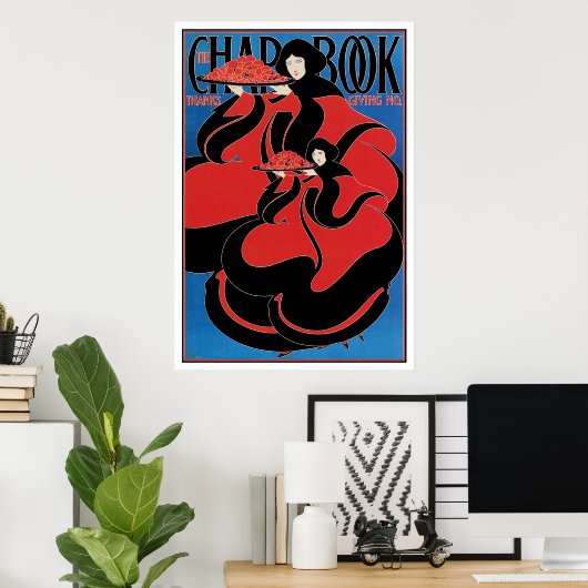 Afdrukken poster: Art Nouveau - Bradley - Thanksgi Poster (Thuiskantoor)