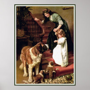Afdrukken poster: Goede nacht - met St. Bernard Poster