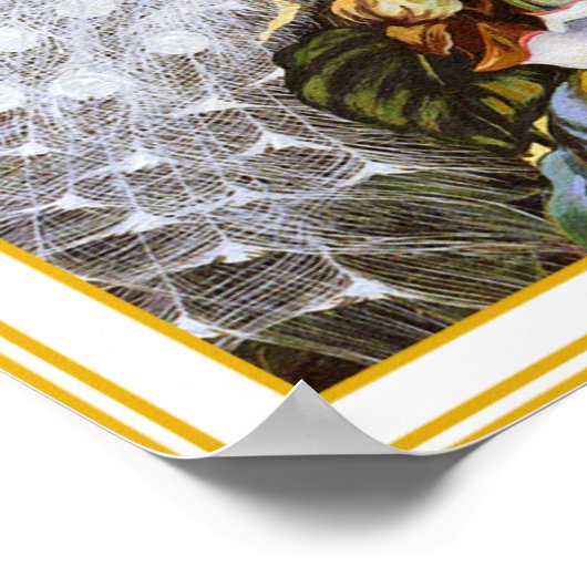 Afdrukken poster: wit en blauw pacock poster (Hoek)