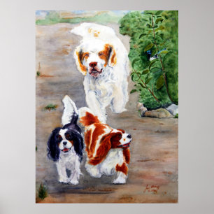 afdrukken - Reizigers - Clumber Spaniel en Cavalie Poster