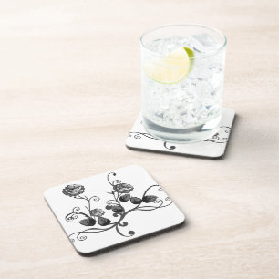 Afdrukken Roos plastic Onderzetter set