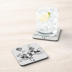 Afdrukken Roos plastic Onderzetter set