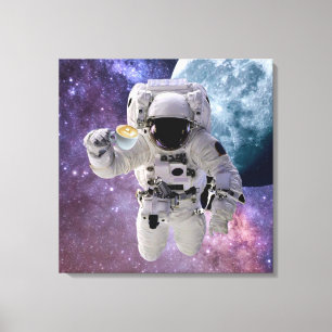 Afdrukken ruimte, astronaut, koffie met koffie