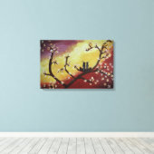 Afdrukken Tortelduifjes lentestrek Canvas (Insitu (Houten vloer))