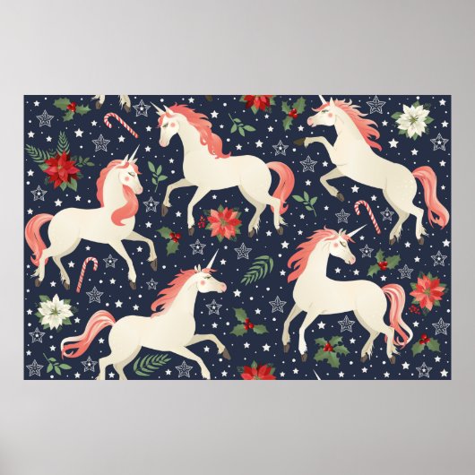 Afdrukken uit de middeleeuwen Unicorns op de kerst Poster (Voorkant)