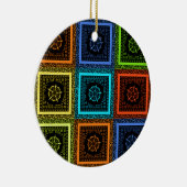 Afdrukken van Afrikaanse geruite patroonkunst Keramisch Ornament (Rechts)