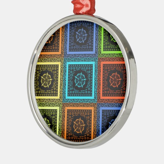 Afdrukken van Afrikaanse geruite patroonkunst Metalen Ornament (Links)