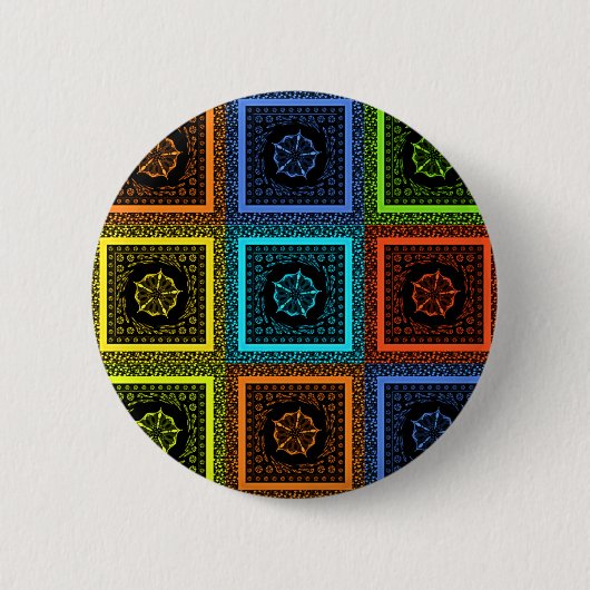 Afdrukken van Afrikaanse geruite patroonkunst Ronde Button 5,7 Cm (Voorkant)
