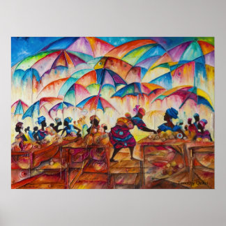 Afdrukken van Afrikaanse markt II-Canvas Poster