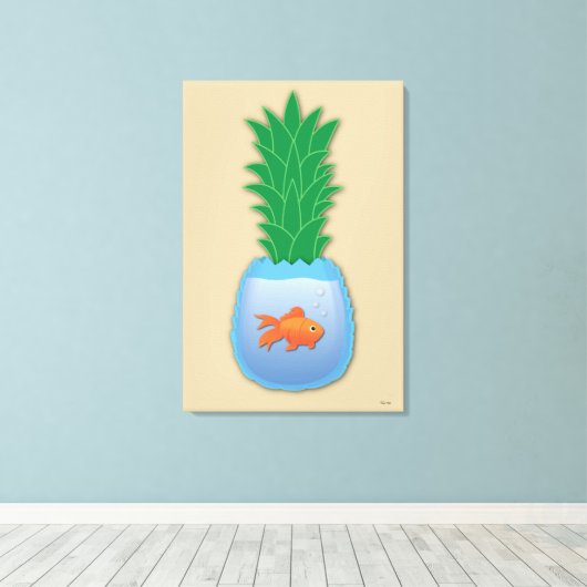 Afdrukken van ananas viscanvas (Insitu (Houten vloer))