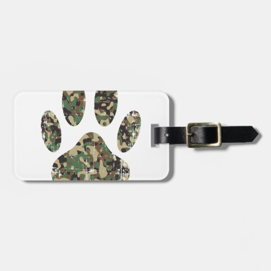 Afdrukken van camo Dog Paw Bagagelabel (Voorkant horizontaal)