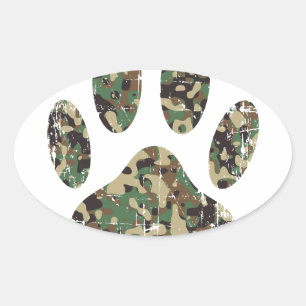 Afdrukken van camo Dog Paw Ovale Sticker