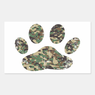 Afdrukken van camo Dog Paw Rechthoekige Sticker