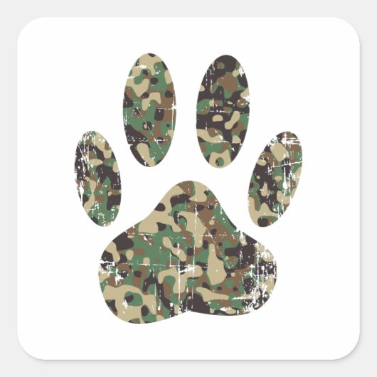 Afdrukken van camo Dog Paw Vierkante Sticker (Voorkant)