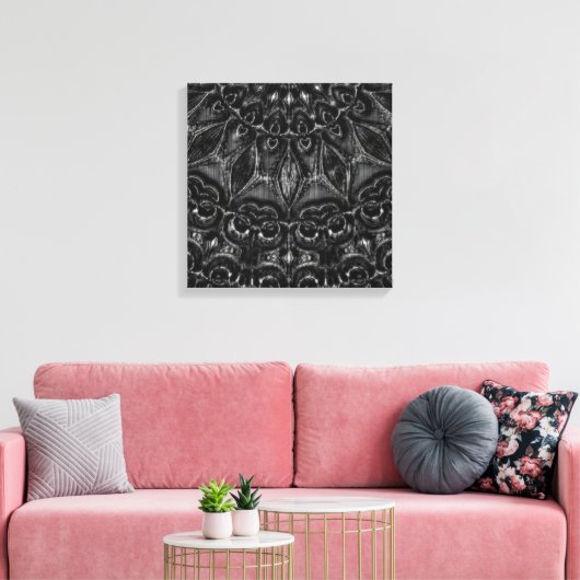 Afdrukken van Charcoal Mandala Canvas (Insitu (Woonkamer))