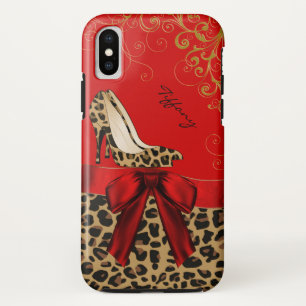 Afdrukken van Chic Red en Leopard iPhone X Hoesje