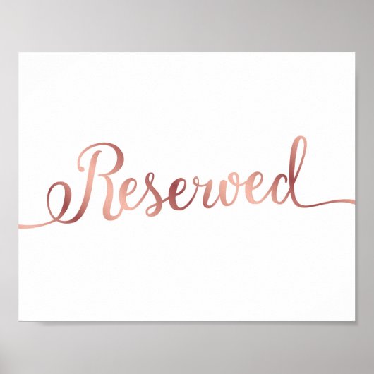 Afdrukken van Chic Roos Gold RESERVED Sign. Poster (Voorkant)