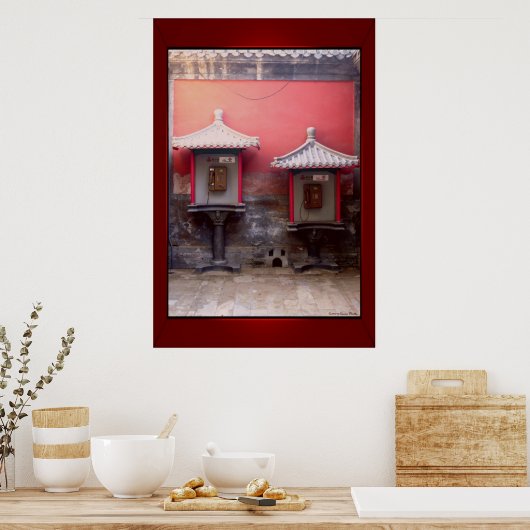 Afdrukken van Chinese telefooncel Poster (Keuken)