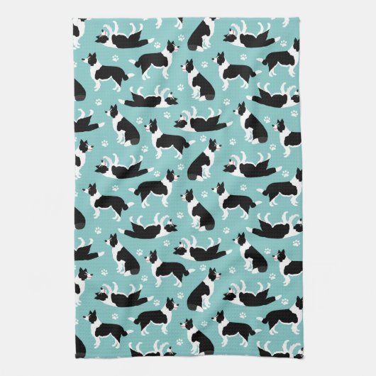 Afdrukken van Collie en Paw-rand Theedoek (Verticaal)