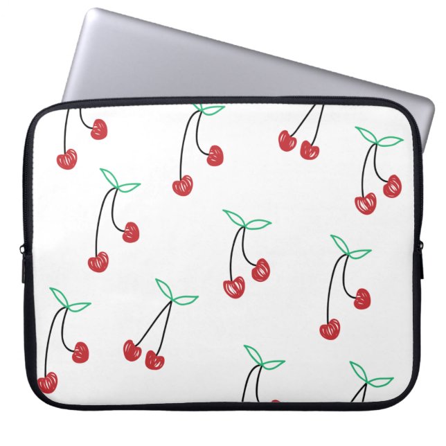 Afdrukken van Cute Girly Cherry Laptop Sleeve (Voorkant)