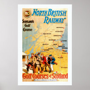 Afdrukken van de golfbaan van Schotland Poster