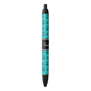 Afdrukken van gepersonaliseerde naam turquoise dog zwarte inkt pen