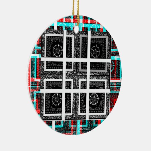 Afdrukken van geruite patroonillustraties keramisch ornament (Rechts)