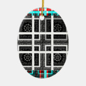 Afdrukken van geruite patroonillustraties keramisch ornament (Voorkant)