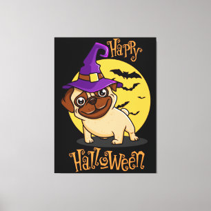 Afdrukken van Halloween Puggy Canvas