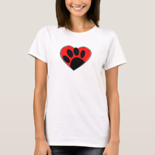 Afdrukken van hondenliefhebbers pokken en rood har t-shirt
