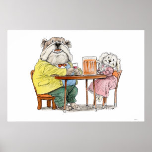 Afdrukken van kazen met een donkere hond poster
