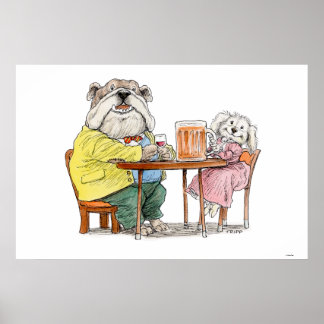 Afdrukken van kazen met een donkere hond poster