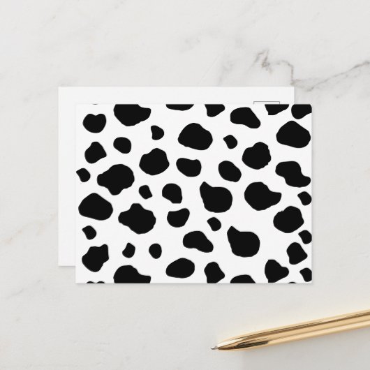 Afdrukken van koe, Koe Patroon, Koe spots, zwart-w Briefkaart (Voorkant / Achterkant in situ)