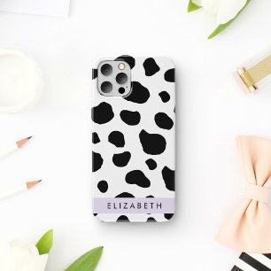 Afdrukken van koe, Koeien, zwart-wit, Jouw naam iPhone 12 Pro Hoesje